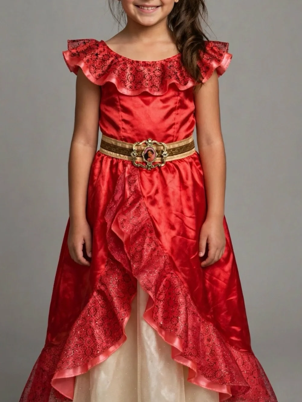 Disney Brand Elena of Avalor Red Girls' Ruffled Princess Costume Dress